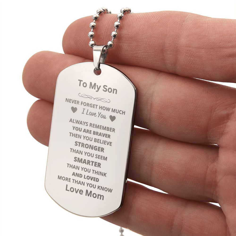 To Son From Mom Engraved Dog Tag