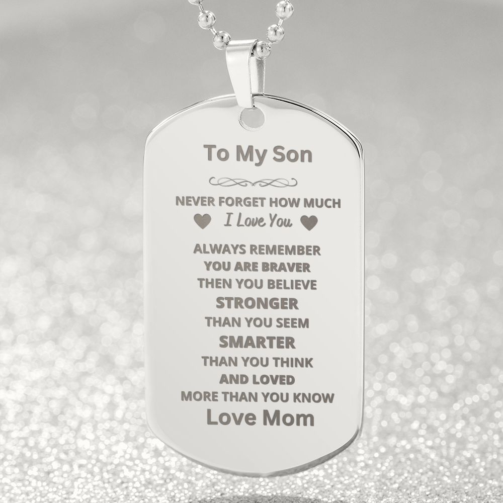 To Son From Mom Engraved Dog Tag