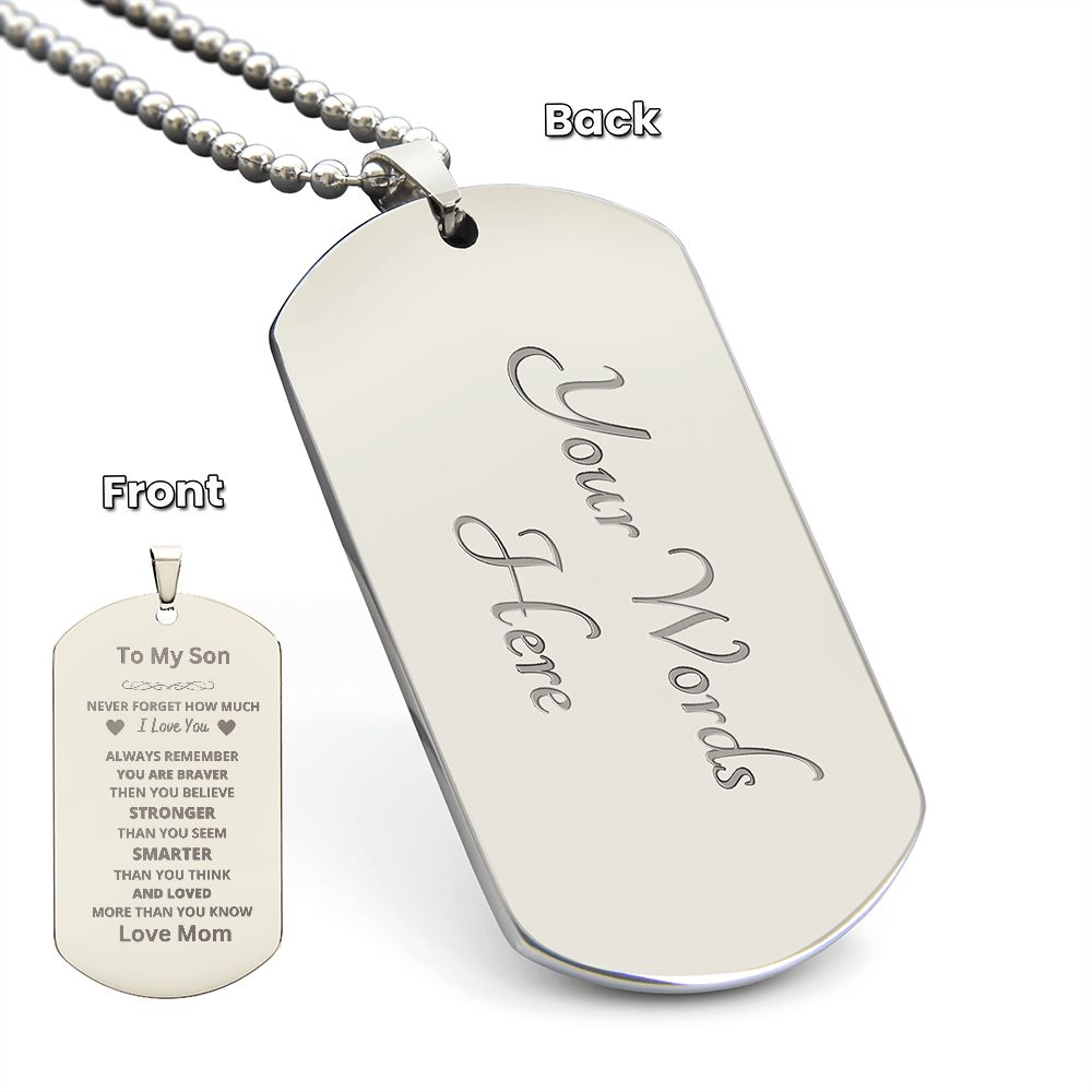 To Son From Mom Engraved Dog Tag