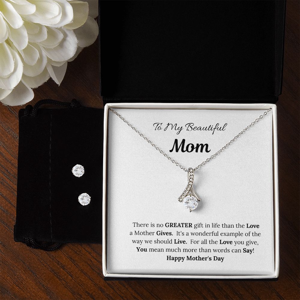 To My Beautiful Mom/Mother's Day Allure Necklace & Earrings