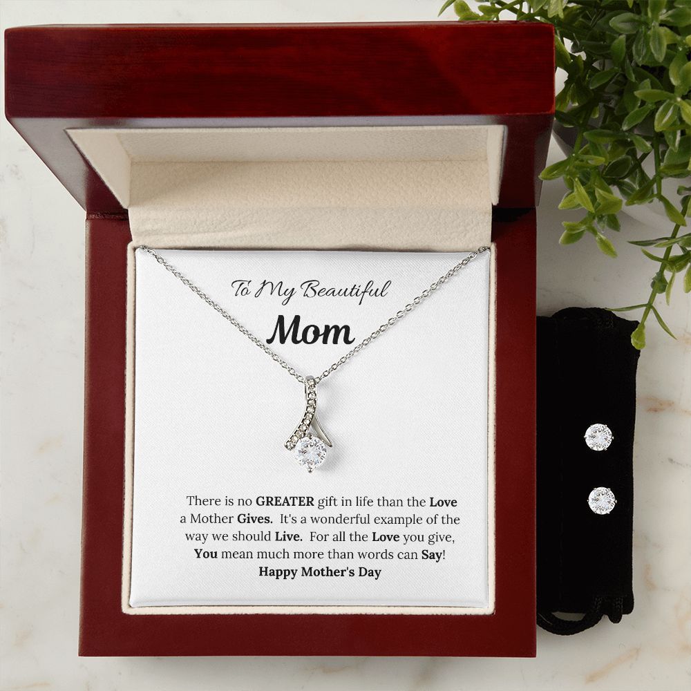 To My Beautiful Mom/Mother's Day Allure Necklace & Earrings