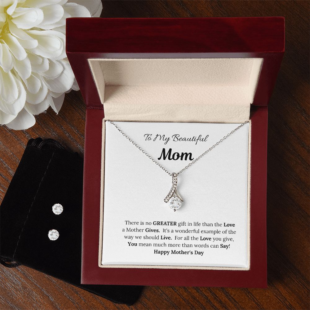 To My Beautiful Mom/Mother's Day Allure Necklace & Earrings