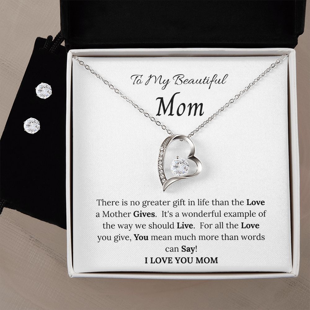 To My Beautiful Mom - Heart w/Earrings