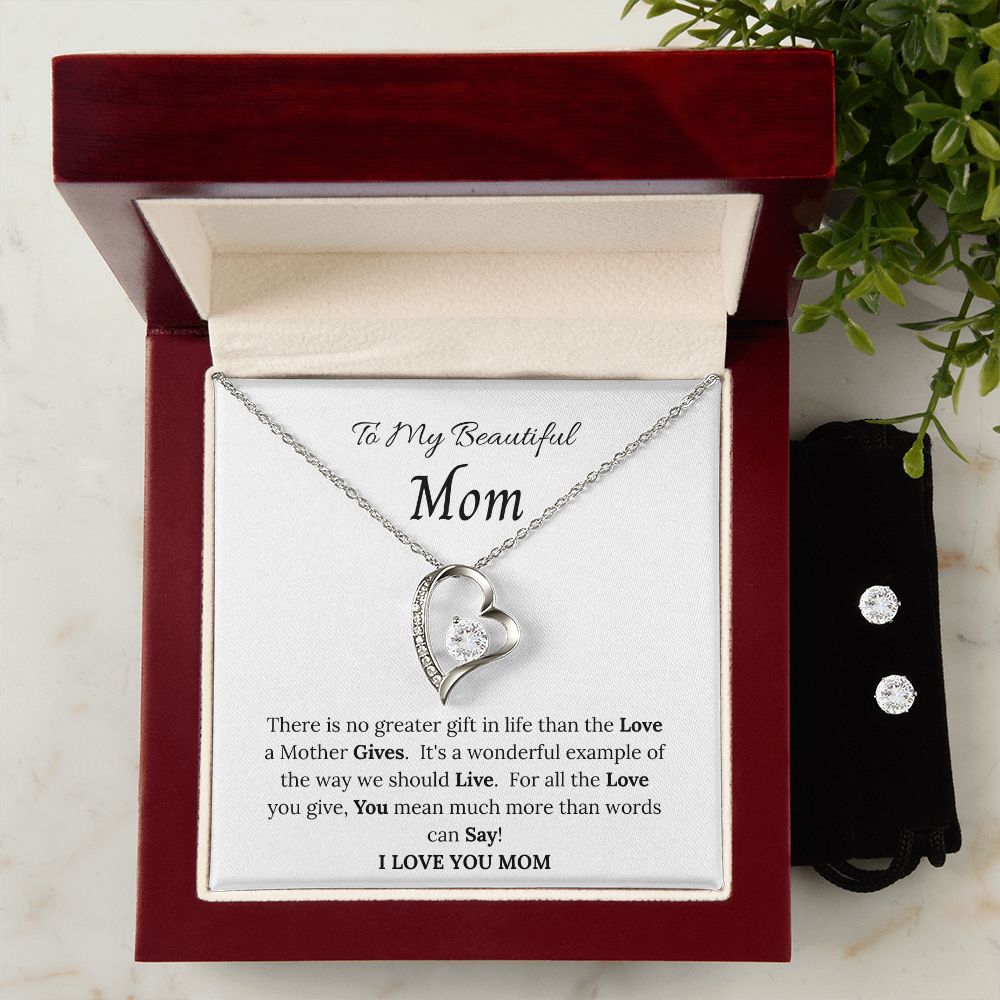 To My Beautiful Mom - Heart w/Earrings