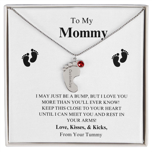 To My Mommy Footprint Necklace