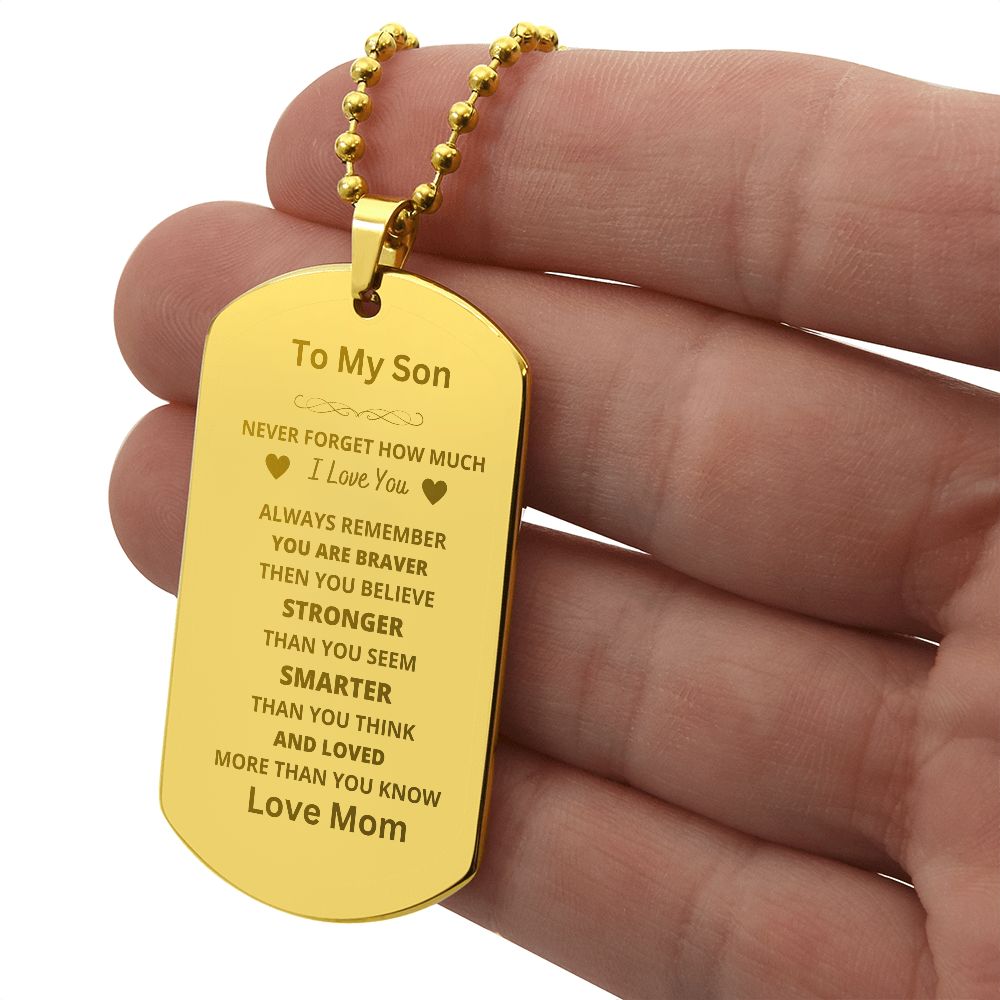 To Son From Mom Engraved Dog Tag