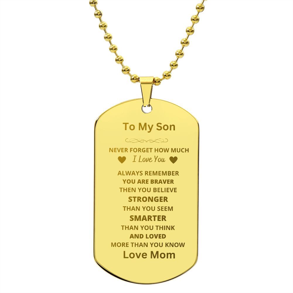 To Son From Mom Engraved Dog Tag